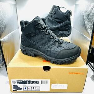 Size 9 - Merrell Men’s Moab 2 Mid Tactical Waterproof J15853W Black Boot (Wide)